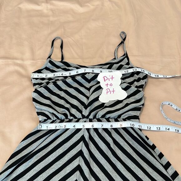 Poof! size small black and grey striped spaghetti strap maxi dress EUC - Picture 7 of 9